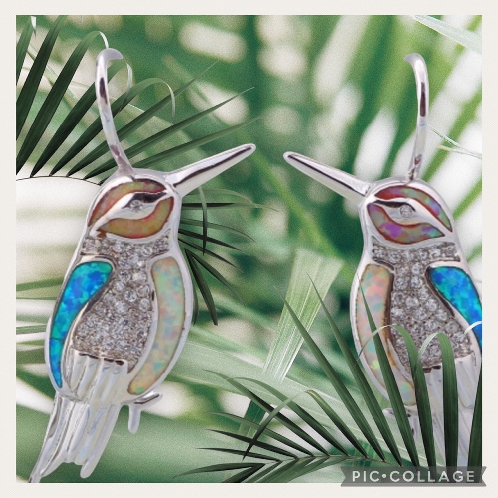 NEW 925 Sterling Silver Whimsical Blue Firestone Earrings Host Pick